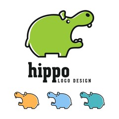 Hippo Logo Design Vector Illustration