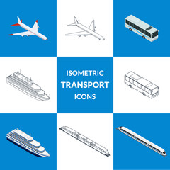 Set icons passenger transport