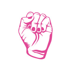 Pink closed hand symbol support breast cancer vector illustration