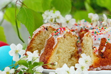 Easter cake and eggs