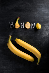 Top view image of fruit banana