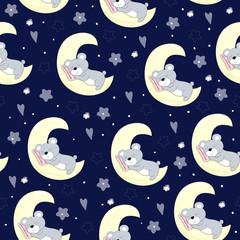 pattern with a bear and a moon