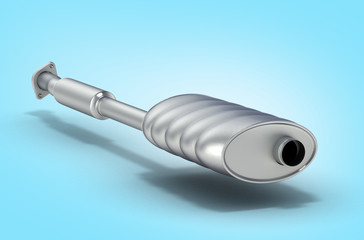 Exhaust pipes system on blue gradient background 3d