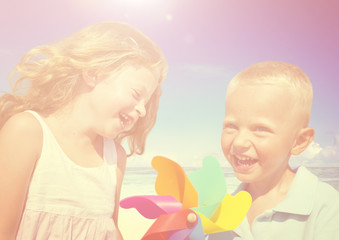 Brother Sister Beach Bonding Holiday Travel Concept