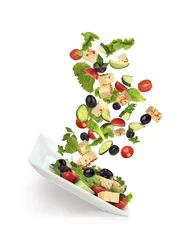 Poster salad ingredients on a white background © sveta