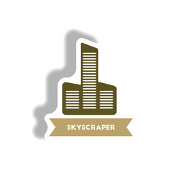 stylish icon in paper sticker style building skyscraper