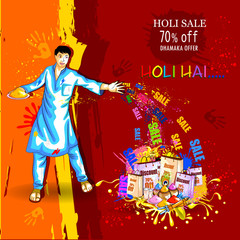Happy Hoil Sale and Promotion Advertisment background for festival of colors in India