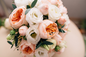 beige Wedding bouquet on light background