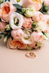 beige Wedding bouquet on light background