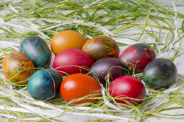 Colorful Easter eggs on white background