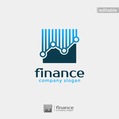 square finance logo. modern eye catching logo with blue color