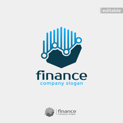 octagonal finance logo. modern eye catching logo with blue color