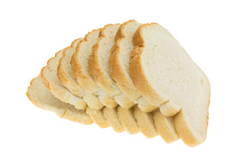 English muffin toasting bread slices isolated on a white background.