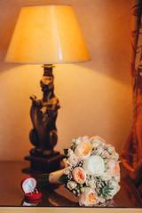 beige Wedding bouquet on light background