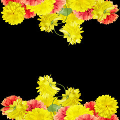 Obraz premium Beautiful floral background of dahlia and rudbeckia 