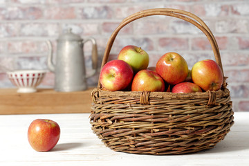 Basket with beautiful apples