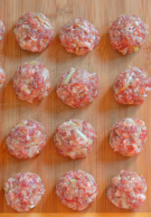 Raw Uncooked Meatballs
