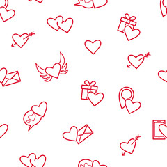 Vector of red hearts seamless pattern.