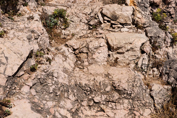 Structure of the stone quarry close up
