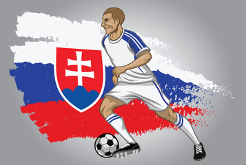 Fototapeta premium Slovakia soccer player with flag as a background