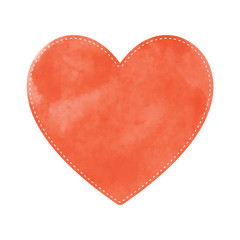 Orange heart on white background