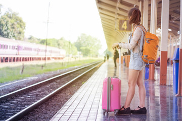 Young woman on railway.