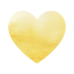 Yellow heart on white background