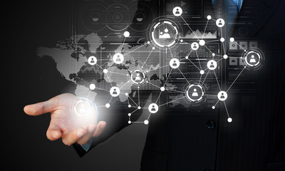 Concept of partnership and teamwork . Mixed media