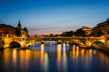 Sunset over the River Seine in Paris, France