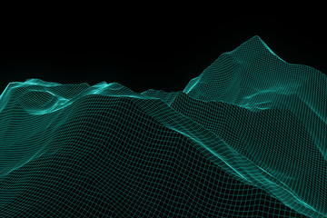 Mountain in Wireframe Hologram Style. Nice 3D Rendering
- 136190941