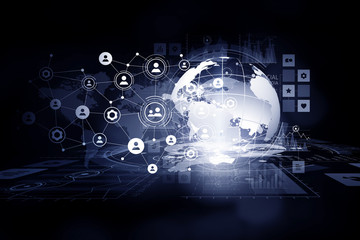 Modern connection technologies background . Mixed media