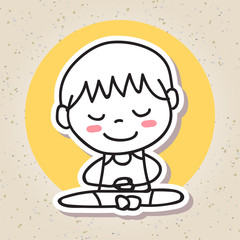 hand drawing abstract people happy kid happiness meditation conc