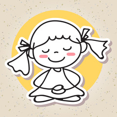 hand drawing abstract people happy kid happiness meditation conc
