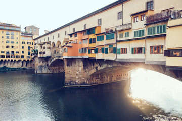 Fototapeta na wymiar View of Ponte Vecchio and Arno River in Florence, Italy