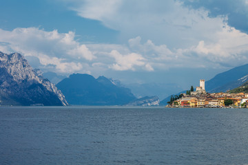 Scenic view of Malcesine on beautiful Garda lake, Italy