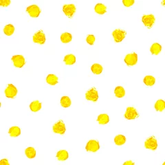 Papier Peint photo autocollant Polka dot Aquarelle peinte à la main jaune motif transparent à pois sur fond blanc. Cercles d& 39 or, texture ronde de paillettes de confettis. Illustration abstraite pour le textile en tissu, conception de cartes de voeux.