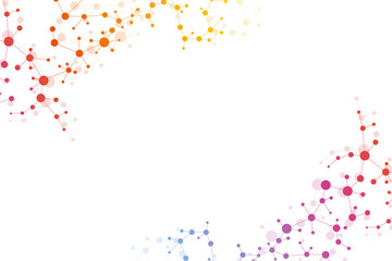 Structure molecule and communication. Dna, atom, neurons. Scientific concept for your design. Connected lines with dots. Medical, technology, chemistry, science background. Vector illustration.