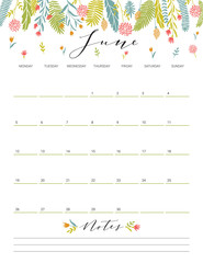 January flower calendar.