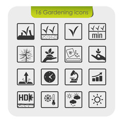 16 Gardening icons set 