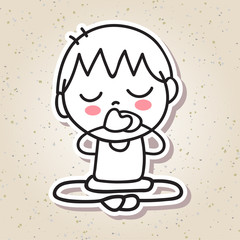 hand drawing abstract people happy kid happiness meditation conc