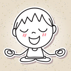 hand drawing abstract people happy kid happiness meditation conc