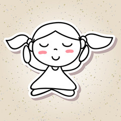 hand drawing abstract people happy kid happiness meditation conc