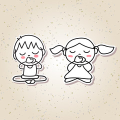 hand drawing abstract people happy kids meditation happiness con