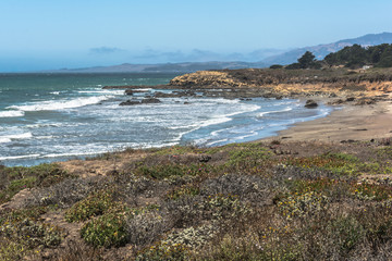 Fototapeta na wymiar The coast along San Simeon, California