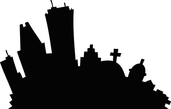 Cartoon silhouette of the city of Montreal, Quebec, Canada.