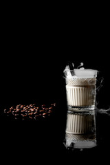 Cocktail White Russian on black background
