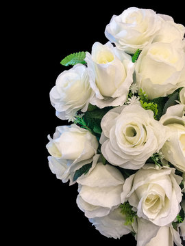 white roses decoration on black background