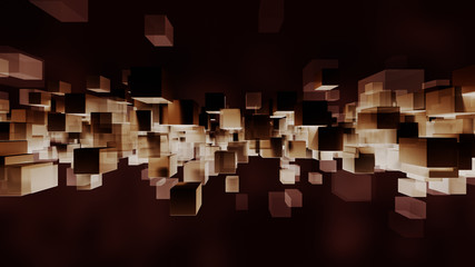 Block particles light and dark. 3D rendering