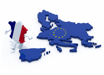 Fototapeta premium France with arms and legs that runs away from Europe