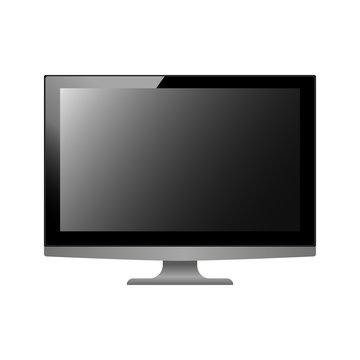 black monitor template. realistic Personal computer monitor mockup with black screen isolated on the white background. Eps 10 vector illustration 3d